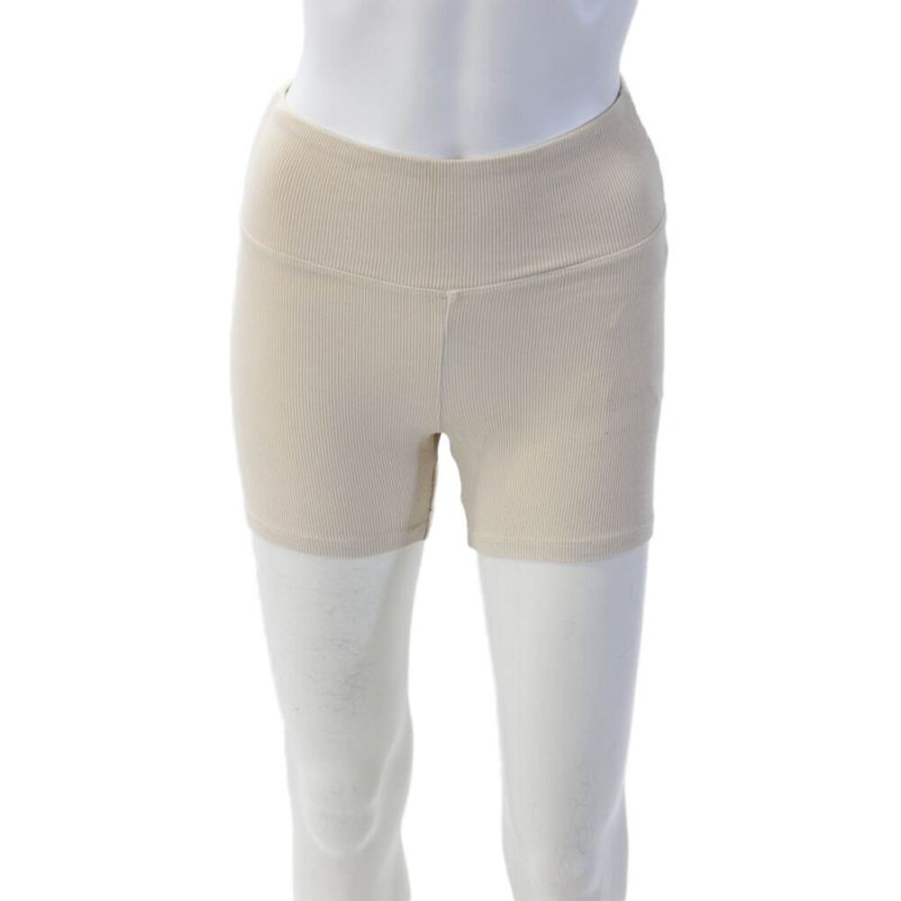 Year Of Ours Unisex Biker Shorts Beige Striped 95% Rayon 5% Spandex Size S